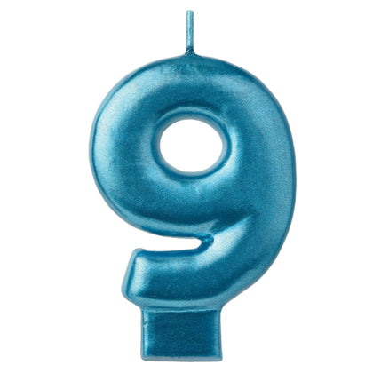 Blue Numeral Candle #9  | Candles