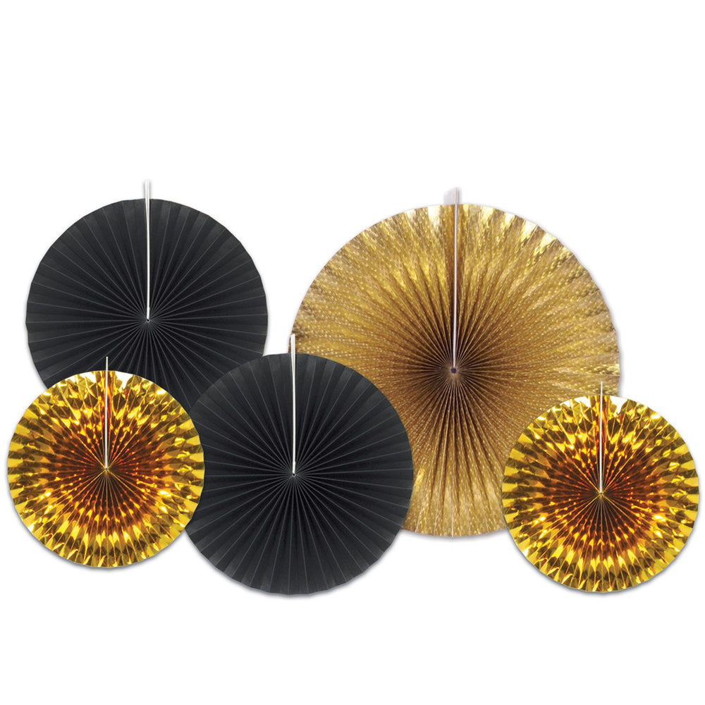 Paper & Foil Decorative Fans - Gold