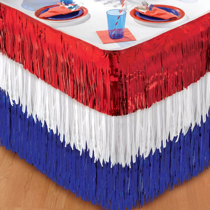 Foil Fringe Table Skirt | Patriotic