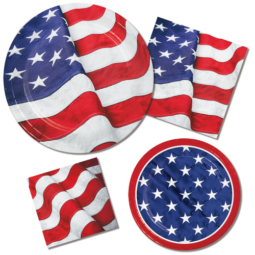 Patriotic Flag 7in Paper Plates 8ct | Patriotic