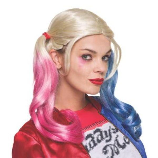 Blonde wig with Pink and Blue Pigtails