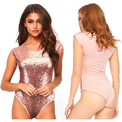 Pink Sequin Front Bodysuit