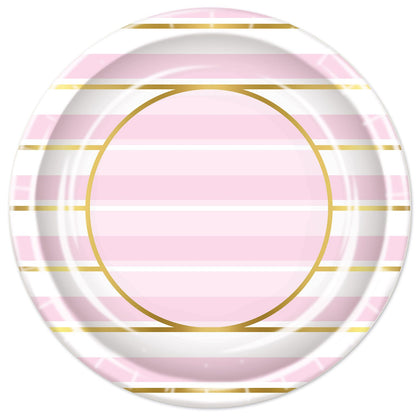 Pink Striped Dinner Plates 8ct