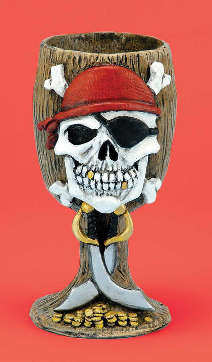 Pirate cup with skull, swords and coins