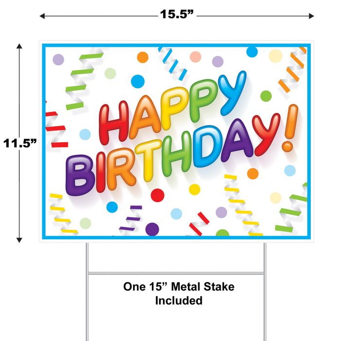 Plastic Happy Birthday! Yard Sign