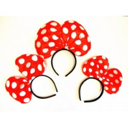 Polka Dot Bow Headbands - Adult Red