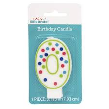 Numeral Polka Dot Birthday Candles - 0