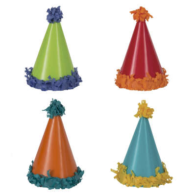 Pom Pom Mini Party Hats 8ct