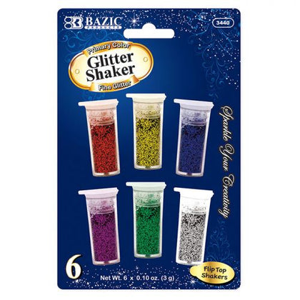 BAZIC Primary Color Glitter Shakers 6ct