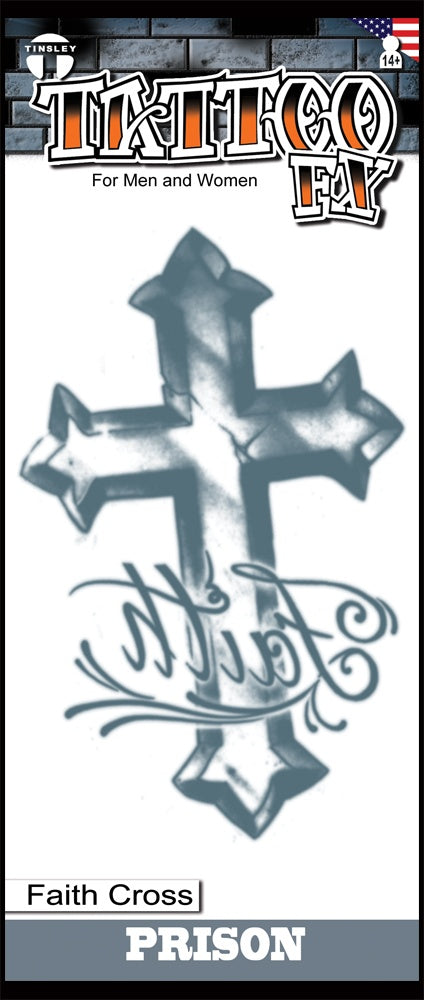 Prison Tattoos Faith Cross Temporary Tattoo