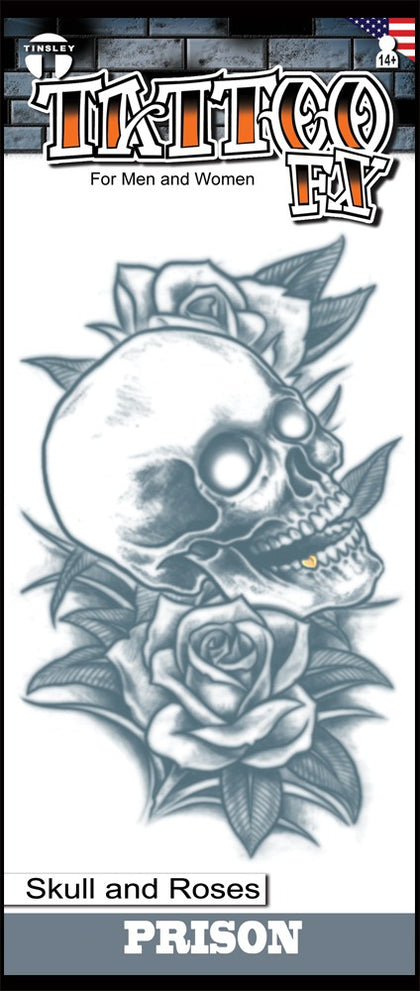 Prison – Skull and Roses – Temporary Tattoo
