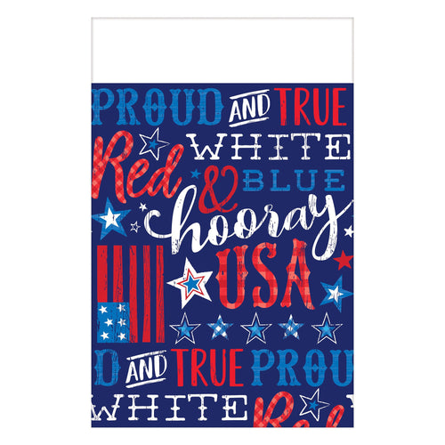 Proud & True Plastic Table Cover | Patriotic