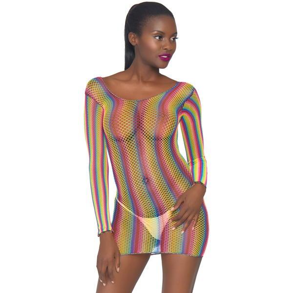 Fishnet Rainbow Stipe Dress