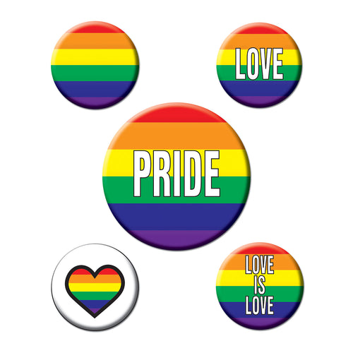 Rainbow Party Buttons 2-1/3" & 1-1/3"