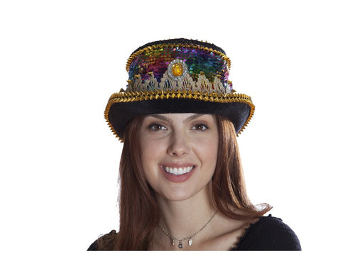 Rainbow Sequin and Lace Top Hat