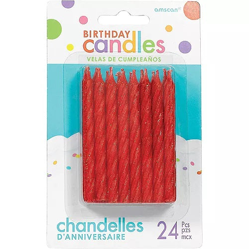 Red Glitter Spiral Candles  | Candles