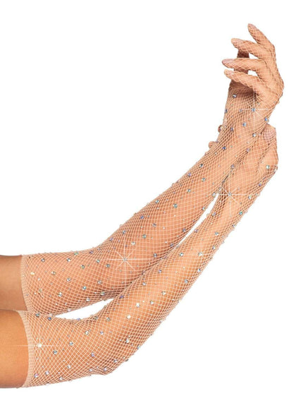 Rhinestone Fishnet Gloves