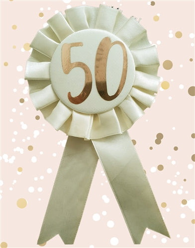 Rose Gold 50th Birthday Rosette | Milestone Birthday