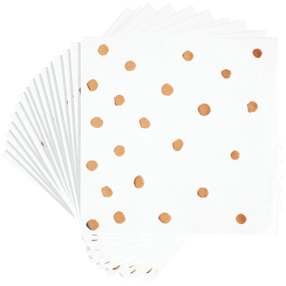 Rose Gold Foil Dot Beverage Napkins 16ct | General Entertaining