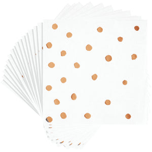 Rose Gold Foil Dot Beverage Napkins 16ct | General Entertaining