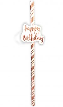 Rose Gold Happy Birthday Straws