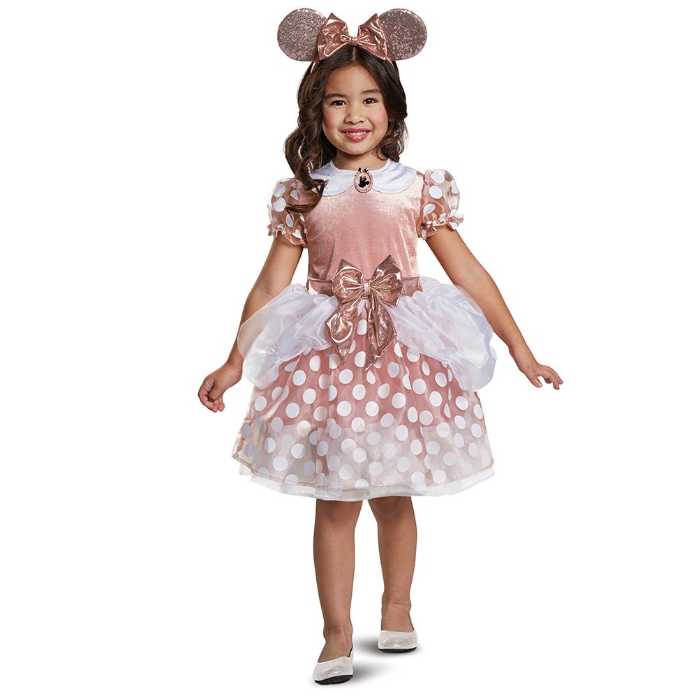 Beautiful rose gold polka dot dress and mouse ears