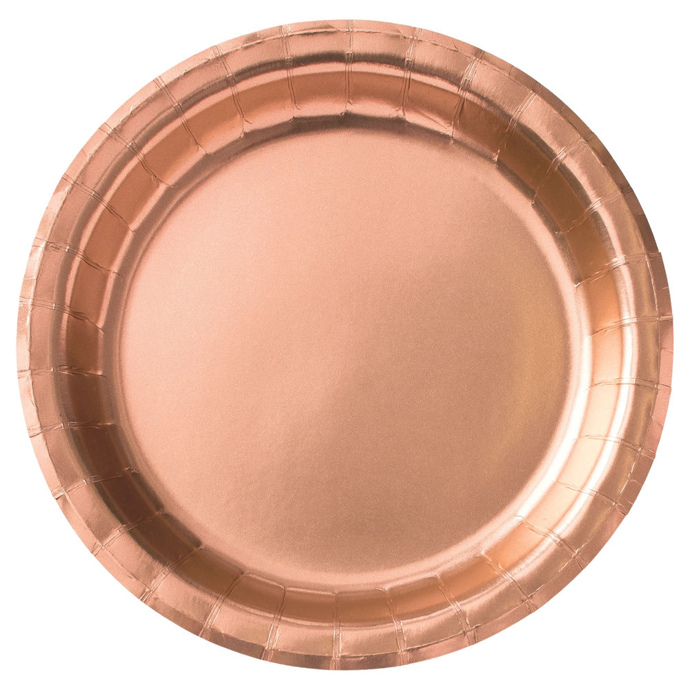 Rose Gold 9in Dinner Plates 8ct | Metallic