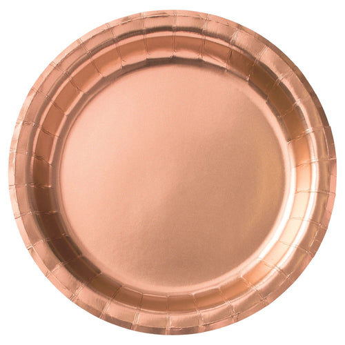 Rose Gold 9in Dinner Plates 8ct | Metallic
