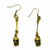 Gold Skull and Bone Drop Earrings | Halloween