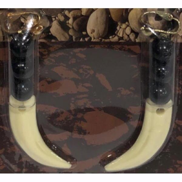 Beaded curved tooth earrings