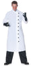 Long white coat with black buttons