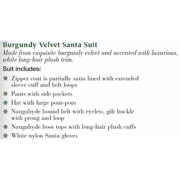 Burgundy Velvet Santa Suit Adult | Christmas