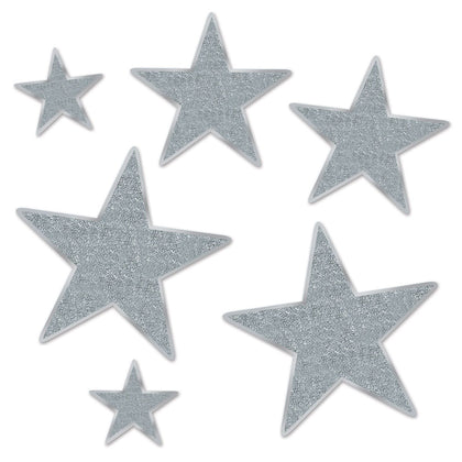 Silver Glittered Foil Star Cutouts