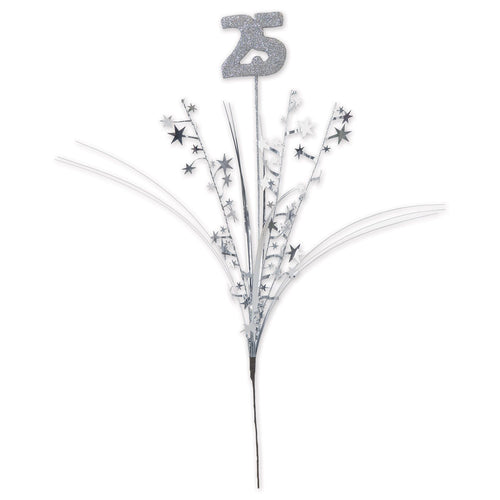 Silver Glittered Metallic "25" Star Spray