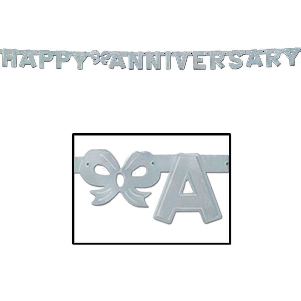 Silver Happy Anniversary Foil Banner