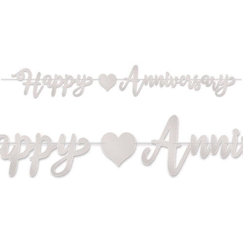 Silver Happy Anniversary Foil Streamer