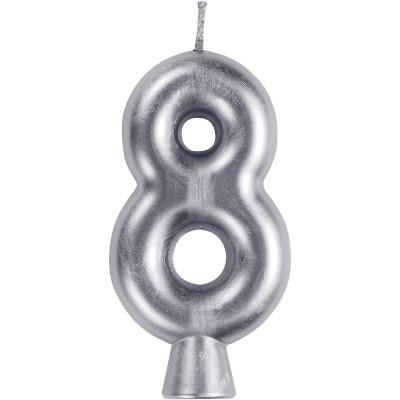 Number 8 silver candle