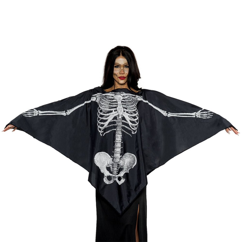 Black with white skeleton print