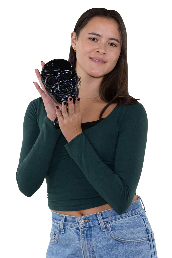 Smiling Skull Zippered Wristlet  | Halloween