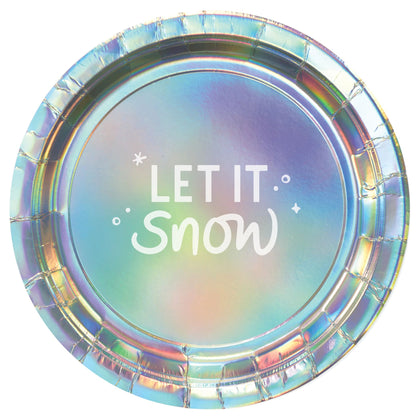 Snowy Iridescent 7in Round Plates 8ct | Christmas