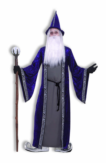 Blue and silver trimmed robe with tunic, belt and hat