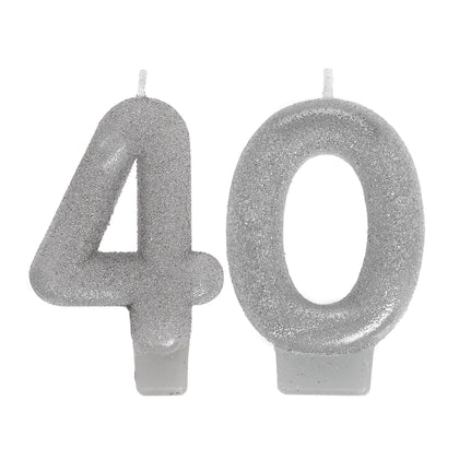 Silver sparkly 40 candle
