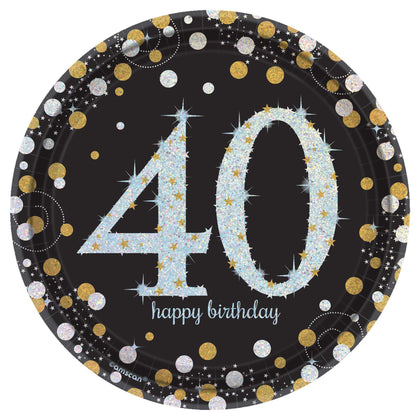Sparkling Celebration 40th Round 9in Prismatic Plates 8ct