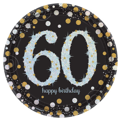 Sparkling Celebration 60th Round 9in Prismatic Plates 8ct