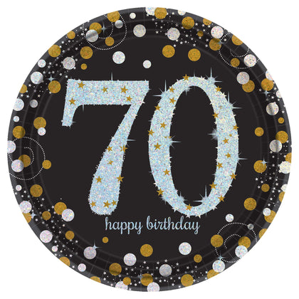 Sparkling Celebration 70th Round 9in Prismatic Plates 8ct
