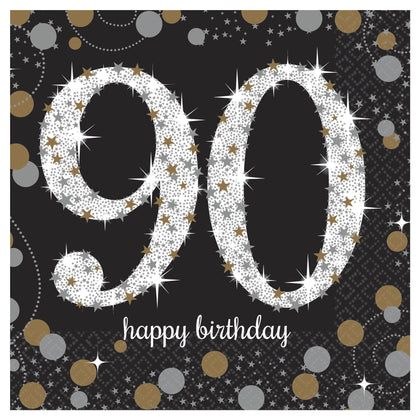 Sparkling Celebration 90 Beverage Napkins 16ct | Milestone Birthday