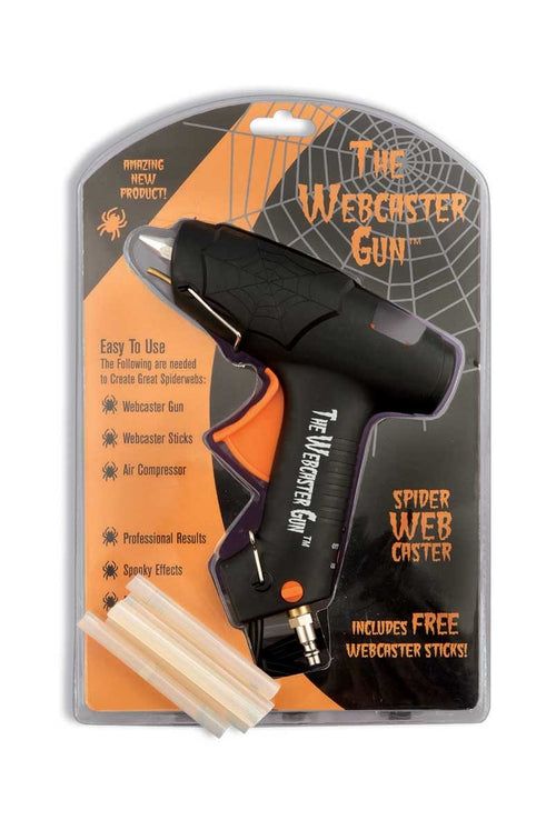 Web making webcaster gun with web sticks