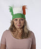 Headband with green, white and orange fur
