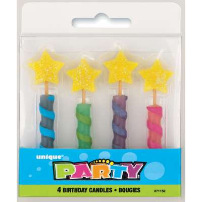 Star Top Birthday Candles 4ct