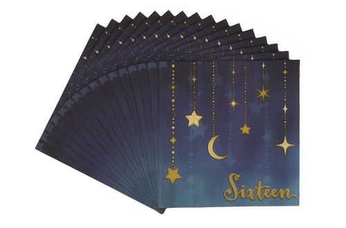 Starry Night Sweet 16 Beverage Napkin 16ct | Milestone Birthday